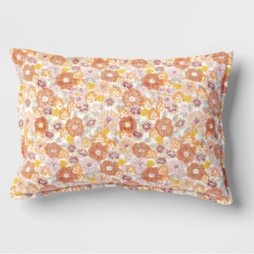 Room Essentials Floral Pillow - Orange, Pink, White